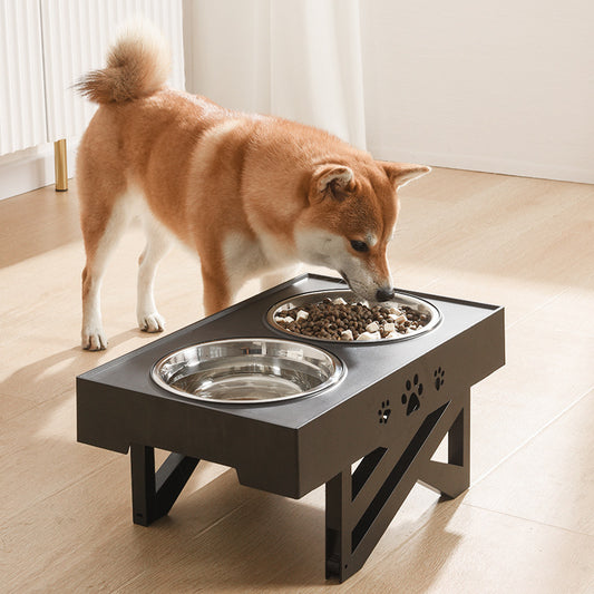 Pet Lifting Table Foldable Dog Drinking Bowl Adjustable Height Dog Bowl Stainless Steel Slow Food Double Bowl Pet Supplies